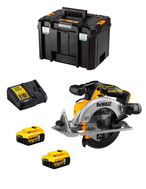 Dewalt sega circolare dcs565p2t (2 x 5,0 ah + dcb115 + tstak vi) 5035048742754