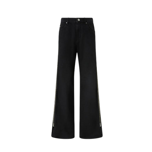 Pinko jeans donna pinko - wanda wide leg zip denim - nero da donna
