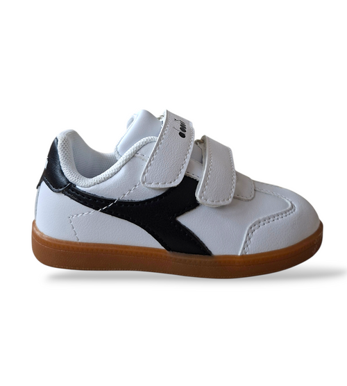 Diadora-Kyoto-scarpe-indoor-bambino-piccolo-bianco-nero-pelle-sintetica-doppio-velcro-Scarpetteria-Gica-Trani
