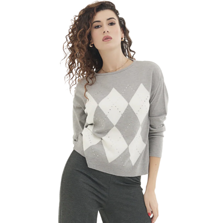 Divas Maglia Invernale Girocollo da Donna Scozzese MG407 2510S76