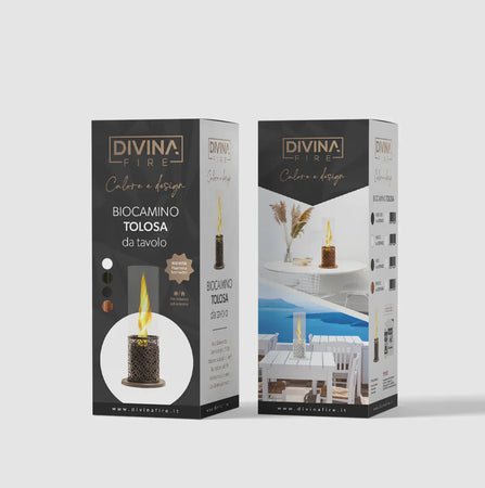 Lampada a Bioetanolo da Tavolo "Tolosa" in Acciaio per arredamento Bar e Ristoranti