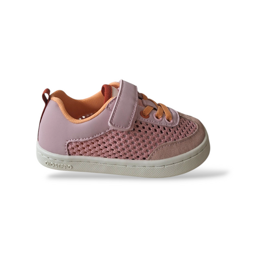 Sneakers Bambina Gioseppo Crete | Tela Traforata Rosa Arancione Barefoot Lacci Elastici Velcro