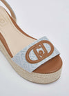 Liujo Donna Sandali zeppa in denim jacquard
