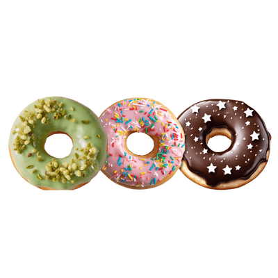 Donuts Senza Glutine Pistacchio Fragola e Cioccolato 9pz