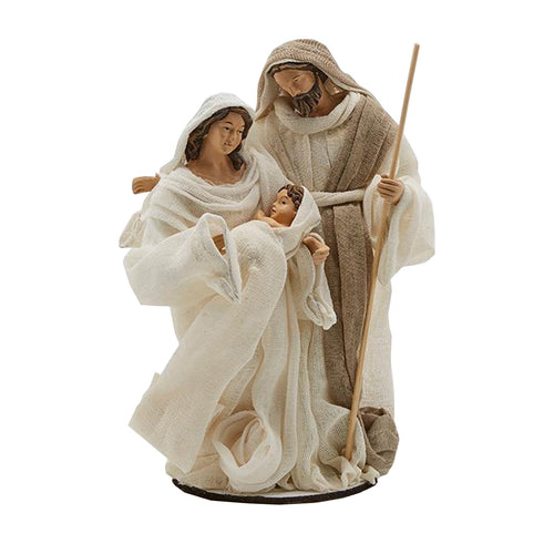 Natività monoblocco Lord statue per presepe con vestiti in tessuto h 22 cm