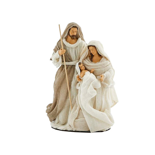 Natività monoblocco Lord statue per presepe con vestiti in tessuto h 28 cm