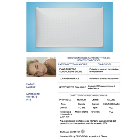Via Roma 60 Dormirè Guanciale Memory Standard H17 cm NA3859 S34
