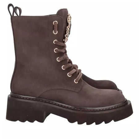 ToscaBlu Donna Stivaletto Lea in suede con maxi accessorio colore testa di moro