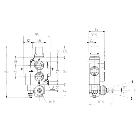 Distributore Walvoil SD4 a 1 leva doppio effetto - 40L con ritorno a molla
