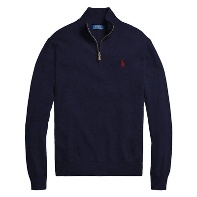 Ralph Lauren Pullover Con Zip Uomo Tinta Unita Regular-Fit Maglione Collo Alto Invernale Logo Ricamato Pony Classico Fashion