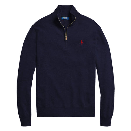 Ralph Lauren Pullover Con Zip Uomo Tinta Unita Regular-Fit Maglione Collo Alto Invernale Logo Ricamato Pony Classico Fashion