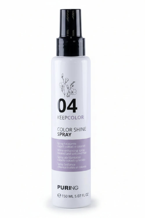 Spray Lucidante Capelli Colorati Puring Keep Color Shine – Protezione Colore Anti Sbiadimento, Con Olio di Lino e Vitamina E