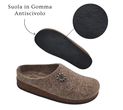 Primo Calzature Ottime Ciabatte Uomo Invernali, Pantofole Tirolesi in Lana per Casa 100% Made in Italy