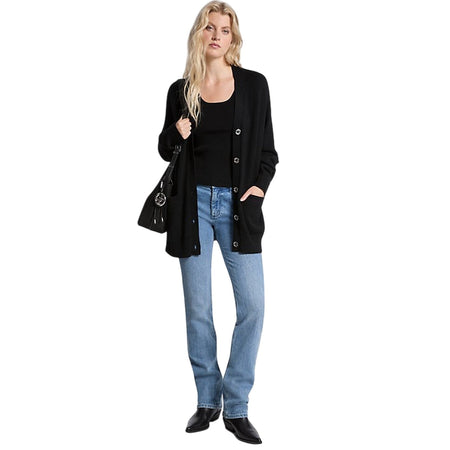 MICHAEL KORS cardigan donna michael kors - easy merino boxy cardi - nero da donna