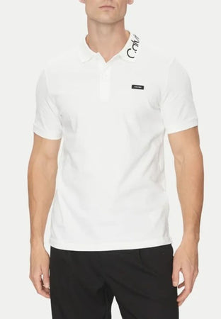 calvin klein POLO STRETCH PIQUE LOGO COLLAR POLO da uomo