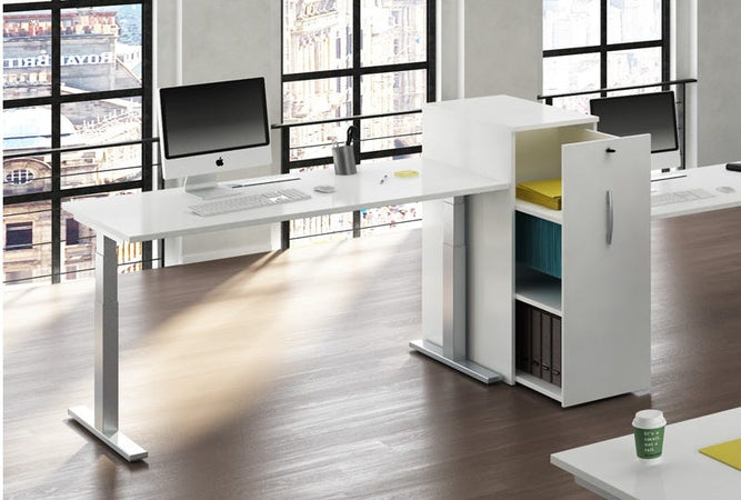 Scrivania regolabile elettricamente in altezza da ufficio operativo cm. 140/160/180x80x70/120h