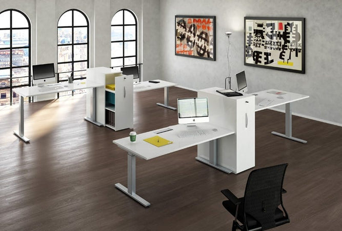 Scrivania regolabile elettricamente in altezza da ufficio operativo cm. 140/160/180x80x70/120h