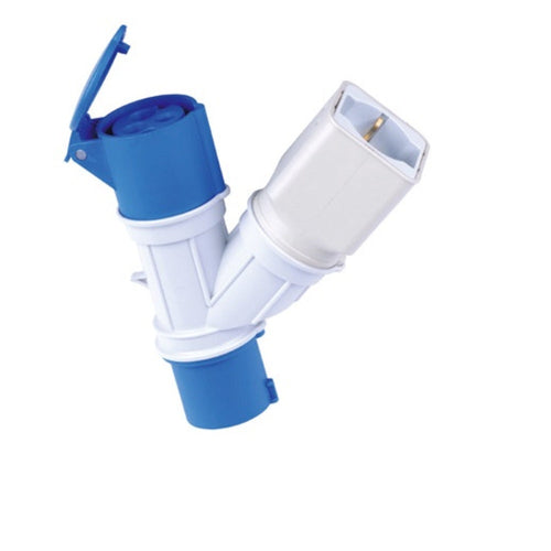 ADATTATORE IND 1 SPINA CEE 16A 2P+T 1 PRESA CEE 16A 2P+T 1 PRUNIV IP44