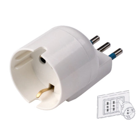 ADATTATORE SALVASPAZ SP DISASSATA 10A2P+T PR STRD. TEDESCO IMQ BIANCO