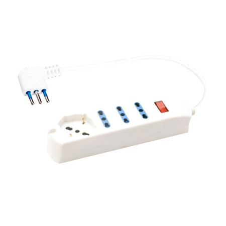 MULTIP. 4USCI 1 UNIV 3 BIP10/16A PROTSOVRAC SP10A CAVO 1.5M 2500W BIANCA