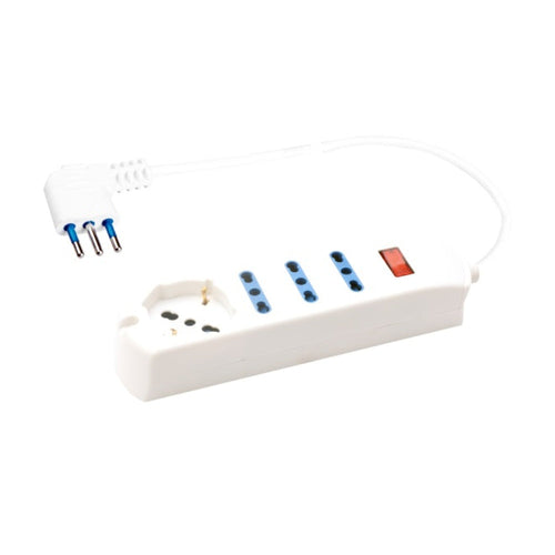 MULTIP. 4USCI 1 UNIV 3 BIP10/16A PROTSOVRAC SP10A CAVO 1.5M 2500W BIANCA