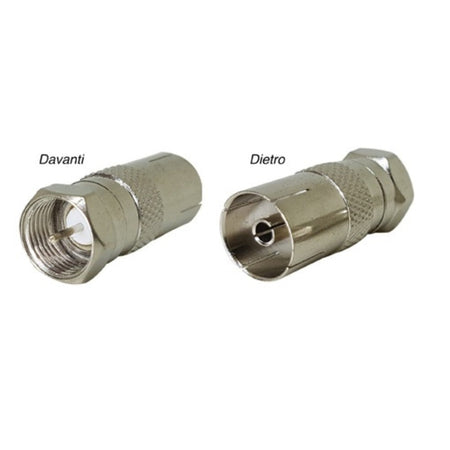 ADATTATORE DA PRESA TV 9.5MM A SPINA SAT TIPO "F" IN METALLO