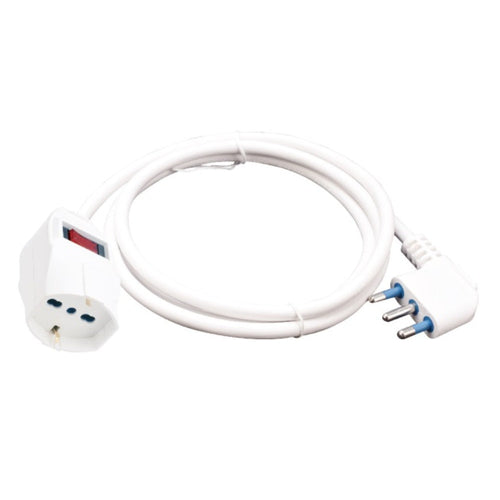 PROLUNGA 1 USCITA UNIV PROT SOVRAC SPINA 10A CAVO 3X0.75MM 3M BIANCA