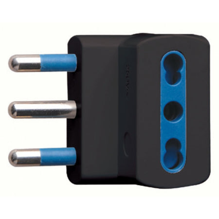 ADATTATORE SPINA 16A 2P+T 3 PRESE BIPASSO 10/16A IMQ NERO SFUSO