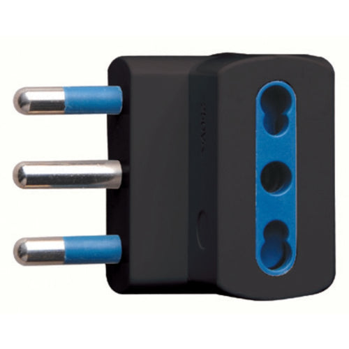 ADATTATORE SPINA 16A 2P+T 3 PRESE BIPASSO 10/16A IMQ NERO SFUSO