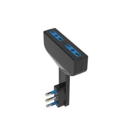 ADATTATORE ULTRAPIATTO SPINA 16A, 2 PRESE 10/16A 250V NERO, SFUSO