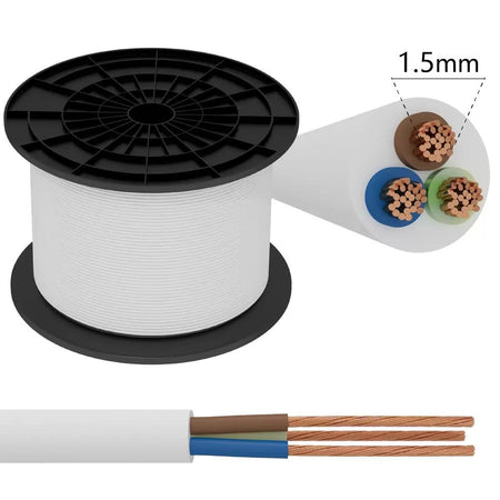 CAVO 3X1,5 BIANCO - BOBINA DA 100 Metri - PREZZO AL METRO