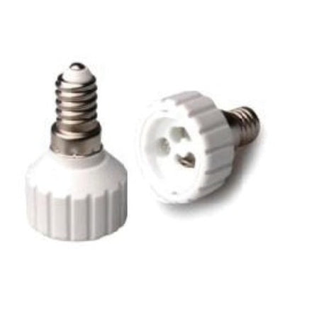ADATTATORE DI ATTACCO PER LAMPADINA E14-GU10 CORPO TERMOPLASTICO BIANCO