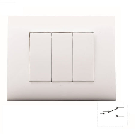KIT 3 MODULI CON SUPPORTO +PLACCA +2INT UNIPOLARI + COPRIFORO IMQ BIANCO