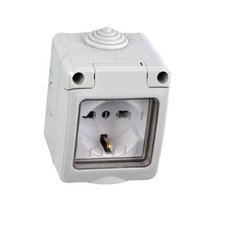 KIT CONTENITORE STAGNO 1 PRESA UNIVERSALE  E COPERCHIO IP55 IMQ