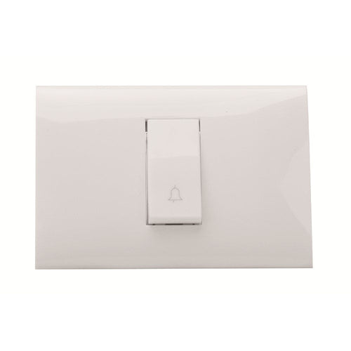 KIT 1 MODULO CON SUPPORTO + PLACCA + PULSANTE CAMPANELLO BIANCO