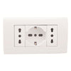 KIT 4 MODULI C/SUPPORTO+PLACCA+2 PRESE BIPASSO+1 PRESA UNIVERSALE BIANCO