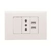 KIT 4 MODULI C/SUPPORTO+PLACCA+PRESA BIPASSO+2 USB 2.1A+INT UNIP BIANCO
