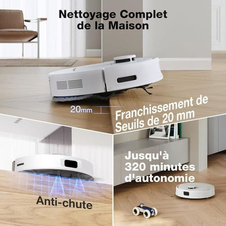 Robot Aspirapolvere con Stazione di Svuotamento Automatico - ECOVACS N30 Pro OMNI - Potenza 10000Pa - Pulizia ad Acqua Calda