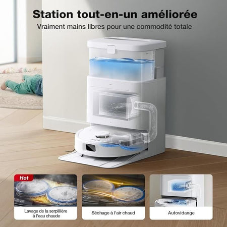 Robot Aspirapolvere con Stazione di Svuotamento Automatico - ECOVACS N30 Pro OMNI - Potenza 10000Pa - Pulizia ad Acqua Calda