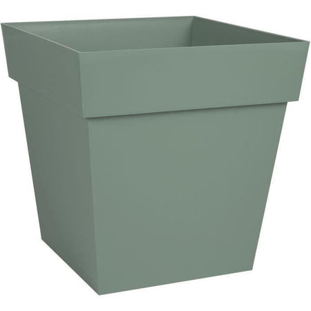EDA PLASTIQUE - Vaso da fiori quadrato Tuscany - 32 x 32 x H 32 cm - 22 L - Verde alloro