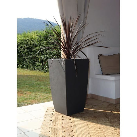 Fioriera - DIVA BASALT - Grigio antracite - Alta quadrata - 42 L - 43,5 x 43,5 x H.78,2 cm - EDA - Scatola interna rimovibile