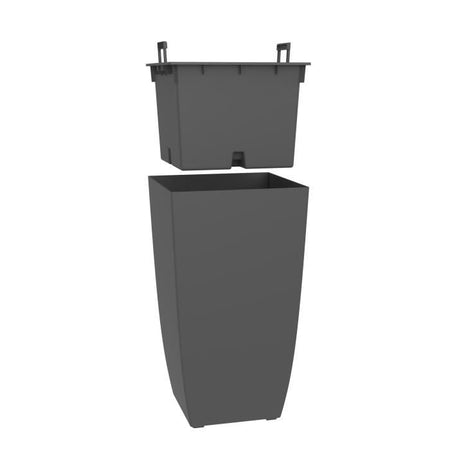 Fioriera - DIVA BASALT - Grigio antracite - Alta quadrata - 42 L - 43,5 x 43,5 x H.78,2 cm - EDA - Scatola interna rimovibile