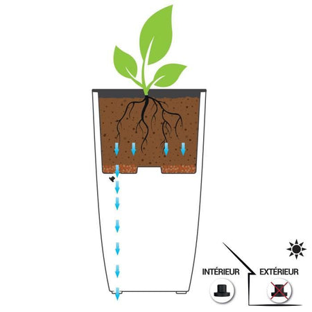 Fioriera - DIVA BASALT - Grigio antracite - Alta quadrata - 42 L - 43,5 x 43,5 x H.78,2 cm - EDA - Scatola interna rimovibile