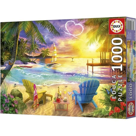 Puzzle - EDUCA - Love Beach - 1000 pezzi - 68x48 cm - Per adulti - Tema natura