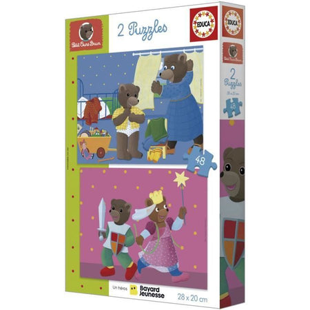 Puzzle - EDUCA - Orsetto Bruno: Set di 2 puzzle da 48 pezzi per bambini dai 4 anni
