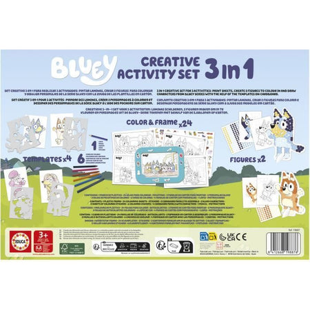 Set creativo - EDUCA - Decorazione e modellazione dei personaggi Bluey - 3 attività per bambini di 3 anni