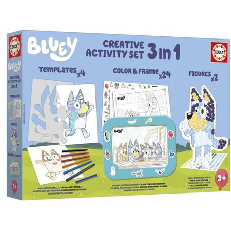 Set creativo - EDUCA - Decorazione e modellazione dei personaggi Bluey - 3 attività per bambini di 3 anni