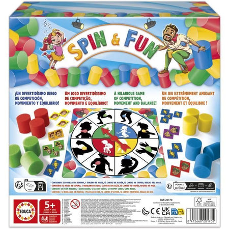 Spin & Fun - Gioco di equilibrio - EDUCA - Mette alla prova agilità ed equilibrio - Da 2 a 4 giocatori - Dai 5 anni in su