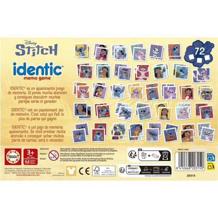 Identic Stitch - Memory Game - EDUCA - 72 carte, sviluppa la memoria e l'attenzione - Dai 3 anni