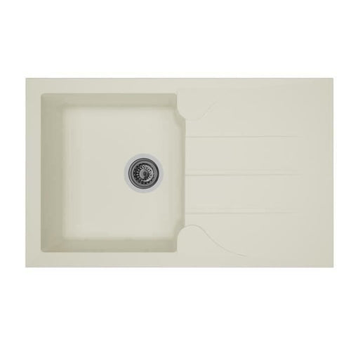 STRADOUR Lavello da incasso 1 vasca + 1 scolapiatti Aloa - Resina - 81 x 50 cm - Bianco